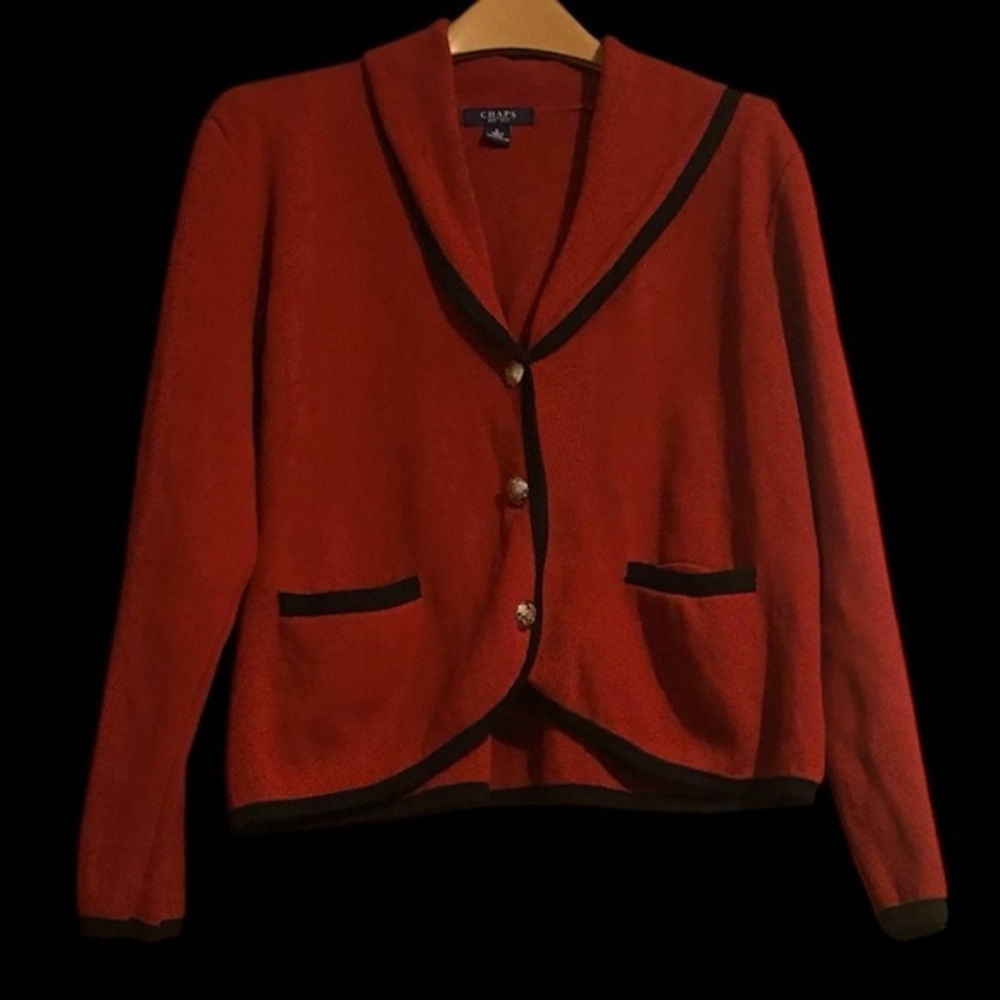 100% Cotton Red Blazer with Black Trim